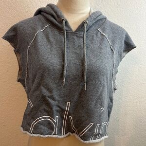 Women's Calvin Klein Performance Logo Cropped Pullover Gray Hoodie | Size S